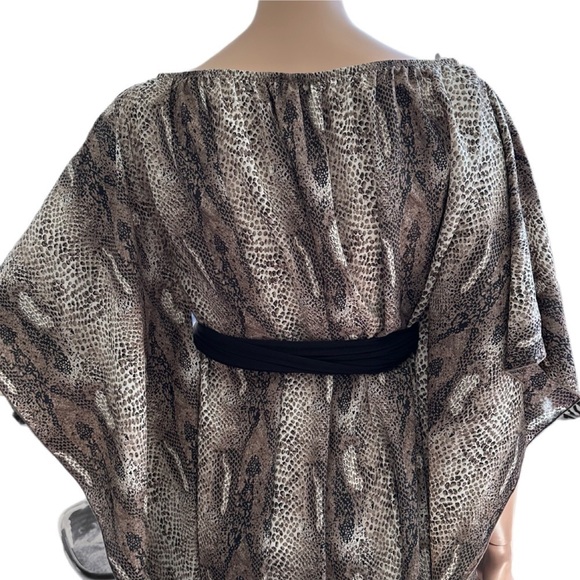 Igigi Kaftan Caftan Size 18/20 Neutral Brown Beige Snakeskin Print Midi Sash NWT - Picture 6 of 15